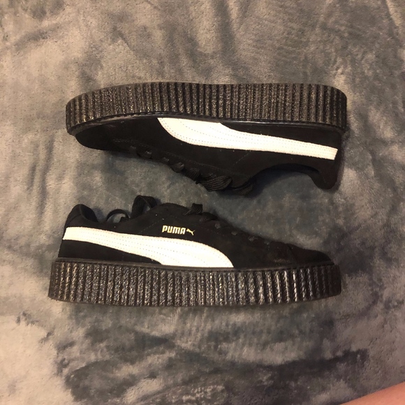 Puma Shoes - Rihanna Fenty Black - White Star Suede Creepers